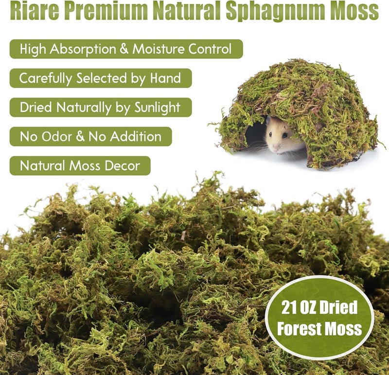 Riare 25QT Natural Sphagnum Moss for Reptiles -Soft Forest Reptiles Moss Bedding Nesting for Hamsters, Terrarium, Mices, Snakes, Turtle, Frog, Gecko Leopard (1.3LB) - Image 2